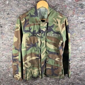 Vintage‎ US Army Jacket Mens Medium Woodland Camo Combat Coat Military 80s 90s